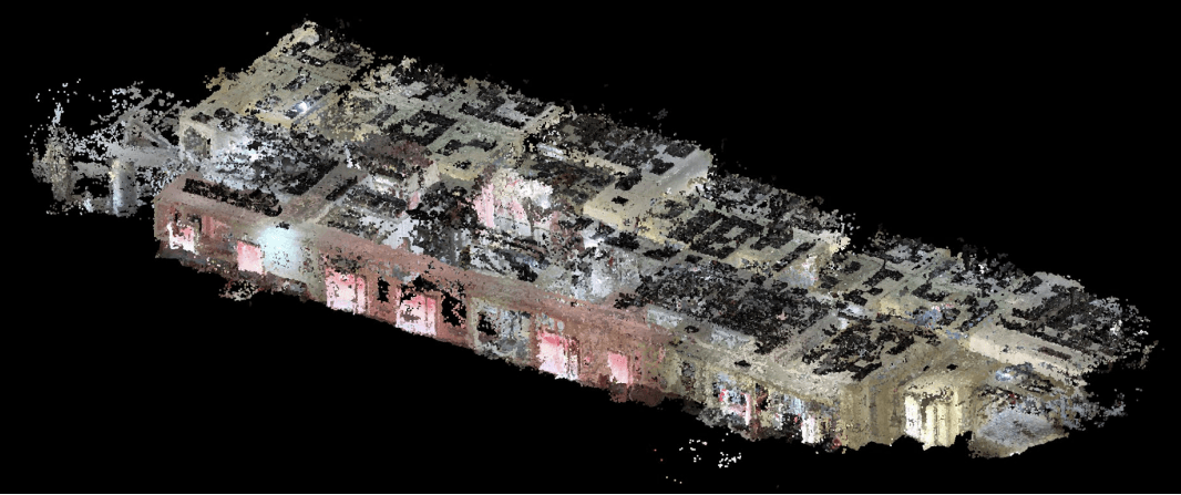 Perspective view of the SLAM reconstructed point cloud